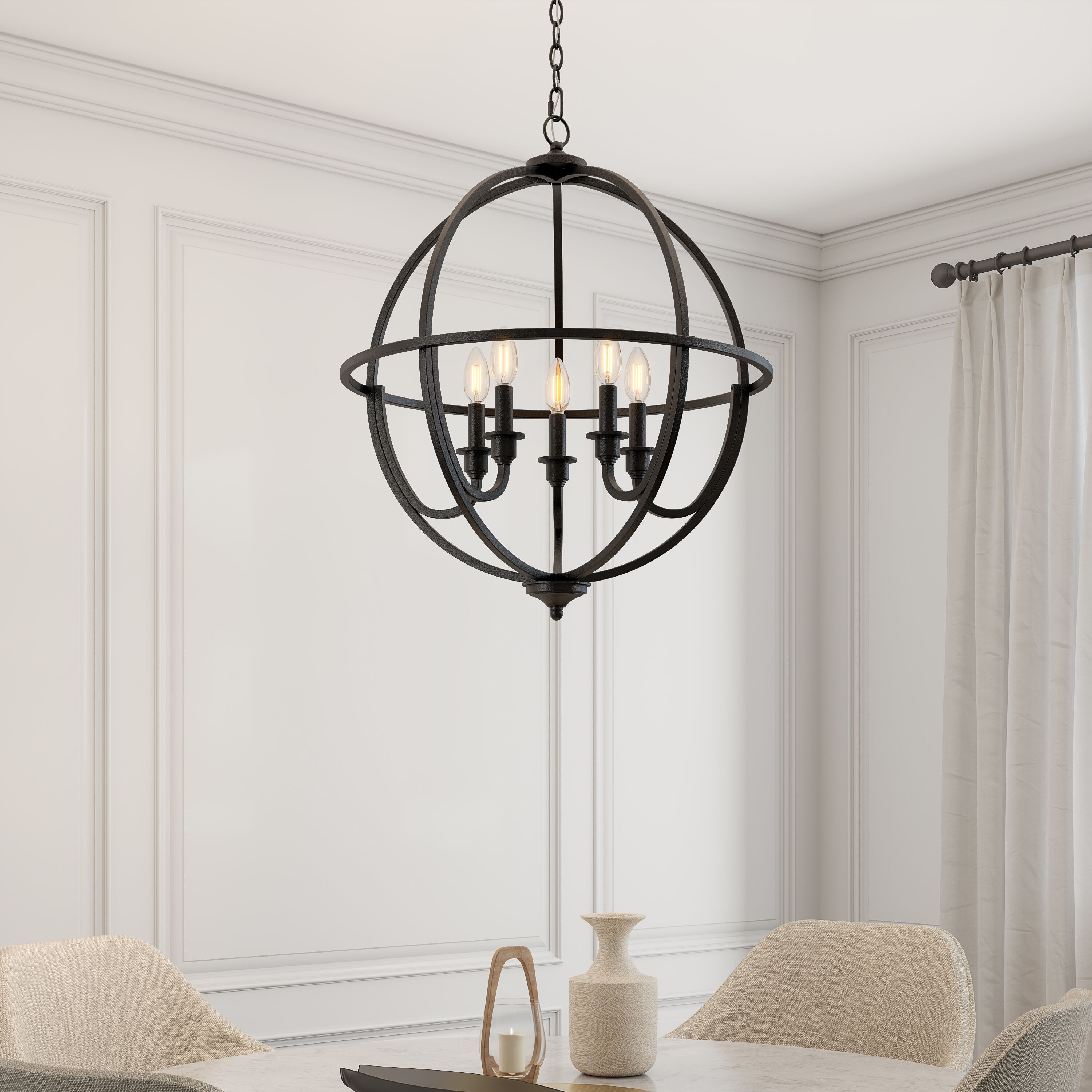 Artemis 5 Light 24 inch Matte Black Chandelier Ceiling Light